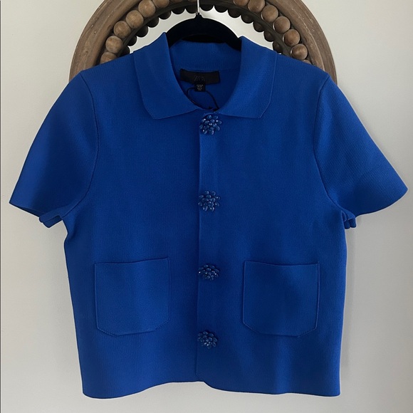 Zara Knit Cardigan Top with Beaded Buttons Size M - Picture 2 of 5